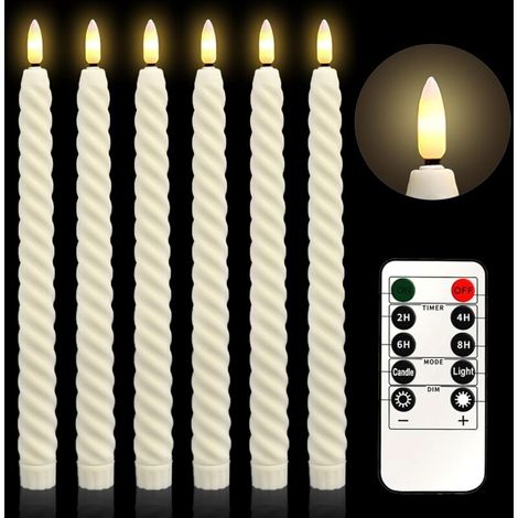 Lot de 6 (Beige) Bougies à LED, Bougie Chandelier LED Décorative, Sans Flamme, Télécommande avec Minuterie, Piles, pour Bougeoirs, Mariage, Halloween, Décoration de Noël (1/5)