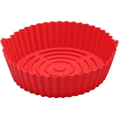 Poêle à friteuse à air antiadhésive, casserole en silicone pour friteuse à air, doublure pour friteuse à air à double poignée-19X19X6CM-Red