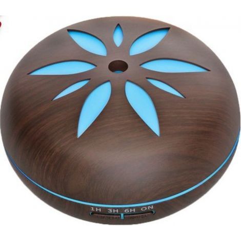 Umidificatore ad ultrasuoni da 550 ml, diffusore di aromaterapia con atomizzatore, colore marrone scuro, fascia luminosa LED a 7 colori per oli essenziali, design in legno scuro per interni (1/4)
