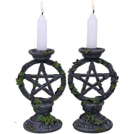 Pentagramm – Set aus zwei Hexenkerzenhaltern, 15 cm