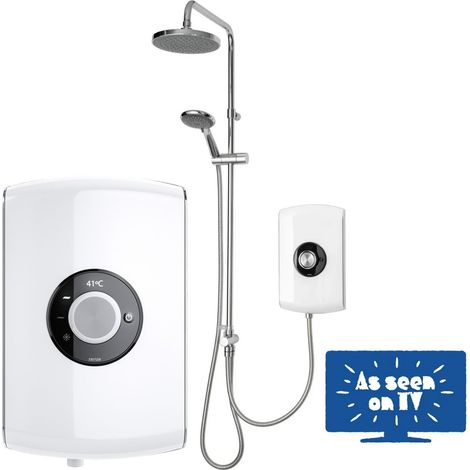 Triton Amore DuElec White 9.5kW Electric Shower LCD Display Dual Rainshower Head (1/5)