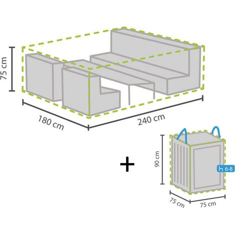 Schutzhülle Abdeckung M 240x180cm für Garten Lounge Set + Hülle für 6-8 Kissen (1/5)