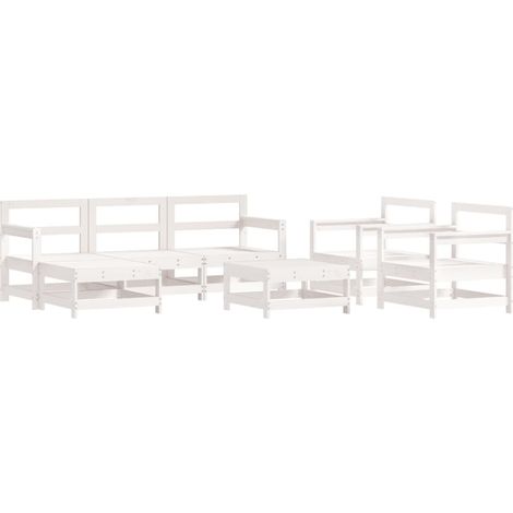 Maison Exclusive - Set Salotto da Giardino 7 pz Bianco in Legno Massello di Pino