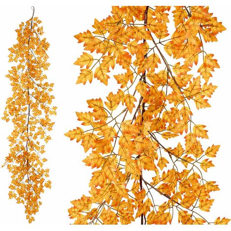 Guirlande de feuilles d'automne artificielles, idéale pour décors et vitrines thématiques, 1,65 m