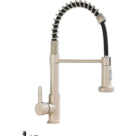 Robinet de cuisine, pulvérisateur escamotable, monté sur plan de travail, beige C (1/2)