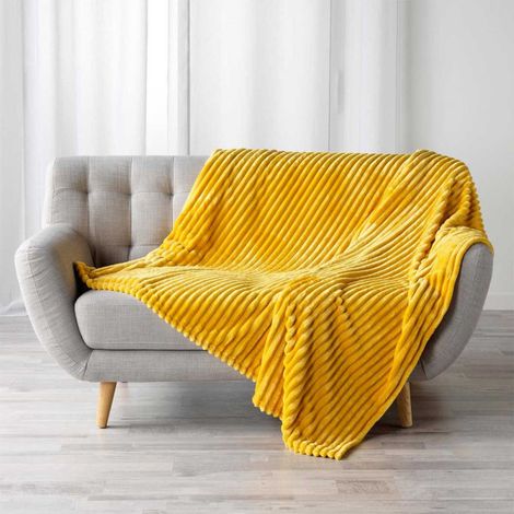 Plaid Flanelle Uni "Kalie" 125x150cm Jaune (1/3)
