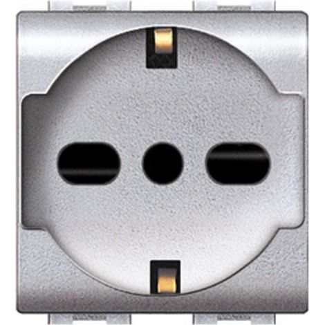 LIFE 4050 TEC PRESA SCHUKO BIPASSO ARGENTO SATIN Q.TA 6