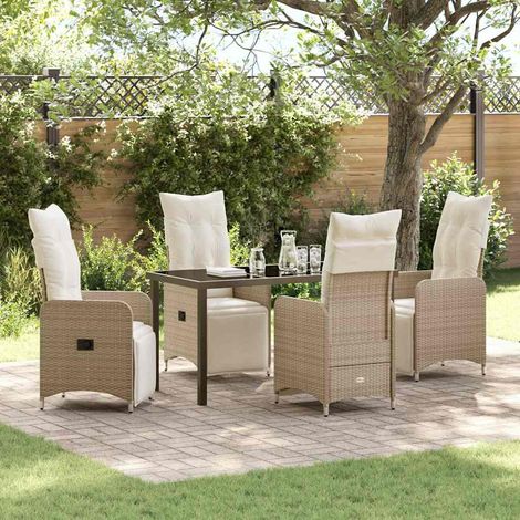 vidaXL Garten Essgruppe 5 pcs Beige Poly-Rattan (1/5)