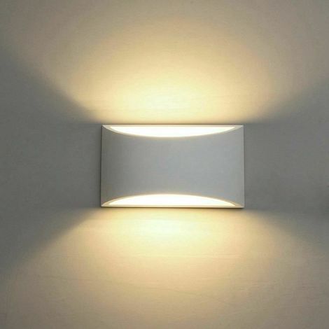 Royaluxe – Moderne Wandleuchte, Innenwandleuchte, Uplight/Downlight, Gipsputz-Wandleuchte mit 10-W-Glühbirnen für Wohnzimmer, Schlafzimmer, Flur, Veranda, Korridor, Treppenhaus – Weiß (1/5)