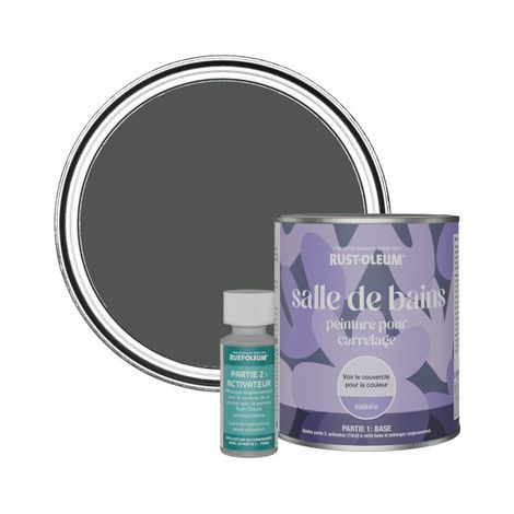 Peinture pour Carrelage de Salle de Bain, Finition Satinée - Graphite 750ml (1/3)