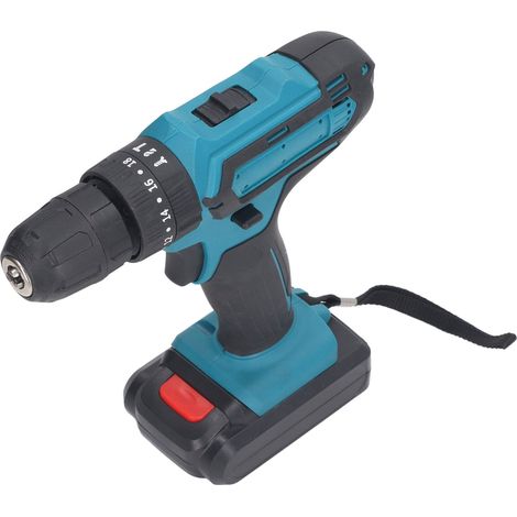 Perceuse sans fil à 2 vitesses, mandrin sans clé 3/8" 24 UNF, perceuse électrique portative avec 2 batteries, prise UE 100-240 V CA (1/5)
