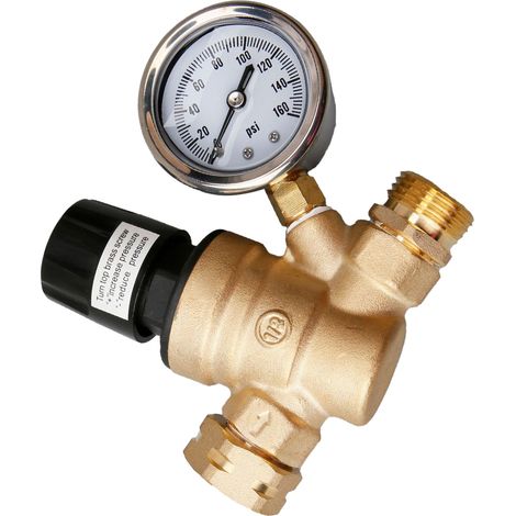 Régulateur de pression d'eau, vanne en laiton à filetage NH 3/4 po avec manomètre pour caravane ou camping-car. (1/5)