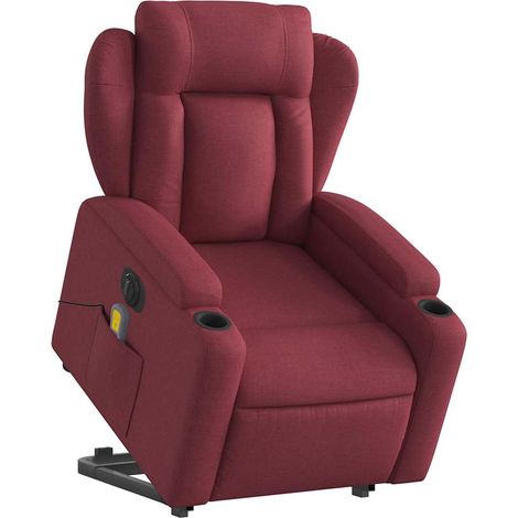 Sillón de relajación con función de masaje y sillón reclinable en tela rojo burdeos DEC027843 (1/5)