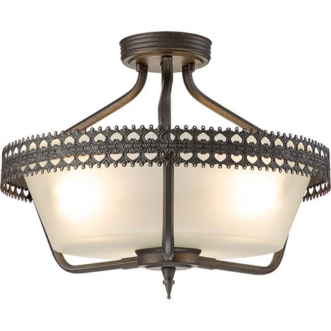 Elstead Crown - Lampada a sospensione a soffitto a 3 luci semi-filo in ferro, E27 (1/4)