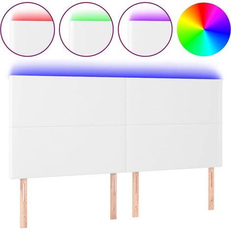 Maison Exclusive - Tête de lit à LED Blanc 160x5x118/128 cm Similicuir (1/5)