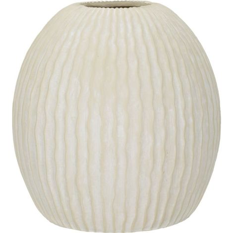Vase Design Rainuré "Icicle" 38cm Crème (1/5)