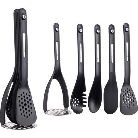 MasterClass Smart Space Set di utensili da cucina magnetici in plastica e silicone, 9 x 9 x 30 cm (3,5" x 3,5" x 12") - Nero (5 pezzi) (1/5)
