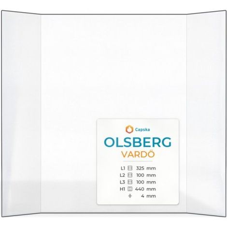 Vitre Olsberg VARDÖ - Verre Prismatique pour poêle à bois - (100 + 325 + 100) x 440 mm (L2+L1+L3 x H1) - 4 mm (1/5)