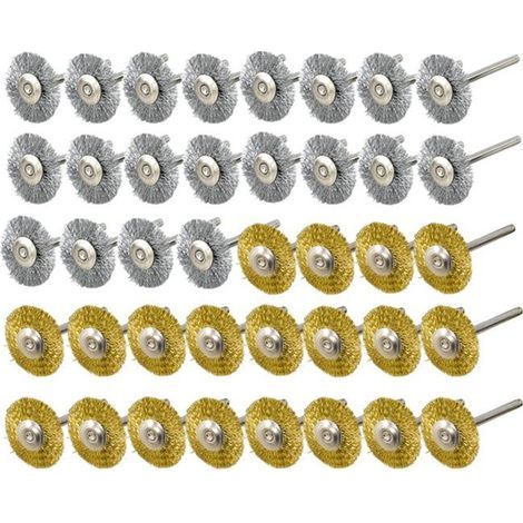 Mini Brosse Métallique - Dremel - Ensemble de 40 Pièces - Laiton et Acier - Tige de 3 mm - Outil de Polissage-Ywey (1/5)