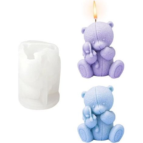Moule en silicone 3D en forme d'ours en peluche - Moule à bougie DIY - Pour fabrication de bougies,savons,argile polymère (1/5)