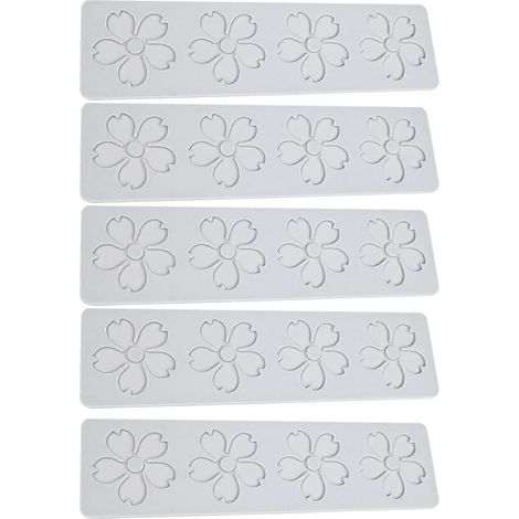 Tapis à pâtisserie 5 pièces en silicone, motif pétales, motif dentelle, décor chocolat, multicolore, avec fondant en relief. (1/4)