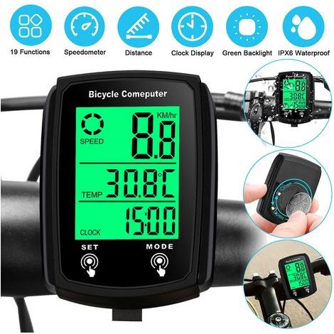 Wasserdichter, kabelgebundener digitaler LCD-Tachometer und Kilometerzähler für Fahrräder (1/5)