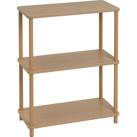 Console étagère - JUANIO - 60x30x76 cm - 3 niveaux - Chêne - Structure métal peint (1/5)