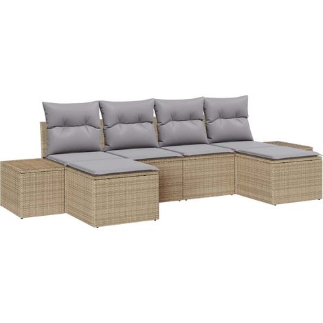 Maison Exclusive - Gartensofa-set mit Kissen 6 pcs Beige Poly-Rat