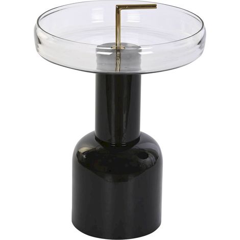 Table d'appoint élégance verre et fer noir chic - Noir laqué transparent (1/4)