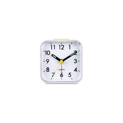 Sveglia analogica silenziosa Rnemitery, sveglia al quarzo senza ticchettio, volume della sveglia graduale, funzione snooze e luce notturna, in plastica ABS bianca.