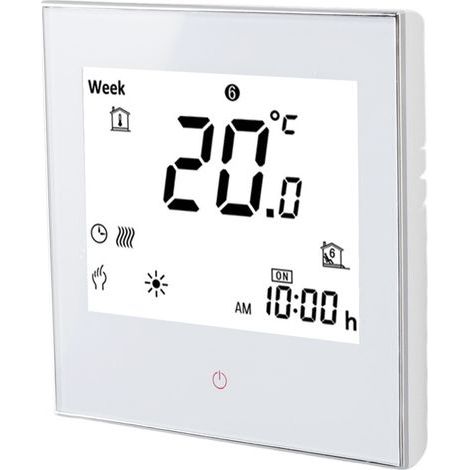 Programmierbarer elektrischer Thermostat mit LCD-Touchscreen, Gehäuse aus PC und ABS, weiß, 95–240 V Wechselstrom (1/5)