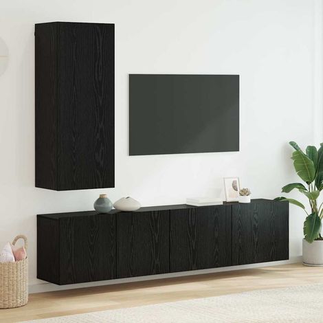 TV-Wandmöbel 5 pcs Schwarz Eichen-Optik Holzwerkstoff