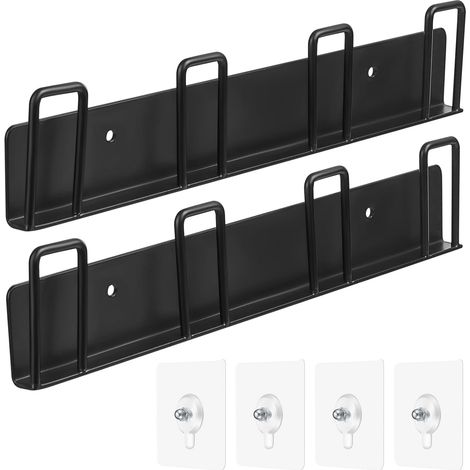 JSSEVN-2 Pcs Support Mural pour Tasse à Café, Crochet et Égouttoir Inversés sans Perçage, Organisateur de Rangement pour Cuisine Bar (Noir) (1/5)