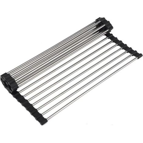 Abtropfgestell，Faltbar und abnehmbar，Abtropfmatte für Spülbecken，Abtropfgestell für Tassen，Abtropfgestell für Obst und Gemüse，Schwarz，43 x 35 cm (1/5)