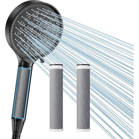 Handbrause mit 6 Strahlarten, Hochdruck, Wassersparend, inkl. 3 Carbon-Filtern (1/5)
