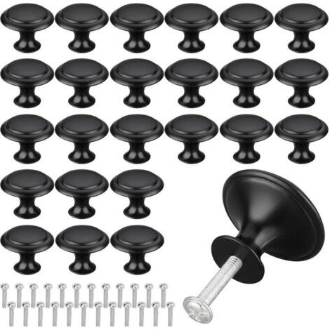 Noir Tiroir de Porte Poignée,Boutons de Porte Rond Boutons,Noir Mat Tiroir de Porte Poignée,30mm Bouton de Meubles s'appliquent à Poignées de Meuble pour Placard Armoire Cuisine （25 Pièces） (1/4)