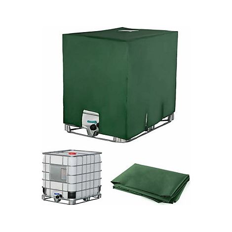 Bâche de Protection pour Cuve IBC 1000L, Couvercle de Réservoir d'Eau avec Rabat, Anti-UV Anti-Poussière, Housse Imperméable pour Citerne, Bouchon de Remplissage Inclus, Résistant aux Intempéries (1/3)