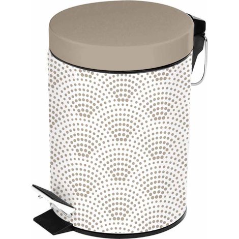 Poubelle à Pédale Imprimée "Minéral" 3L Taupe (1/2)