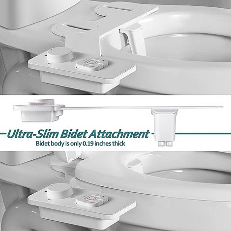 Spruzzatore bidet non elettrico con doppi ugelli autopulenti retrattili - Pulizia anteriore e posteriore - Pulsante regolabile per acqua fredda (1/4)