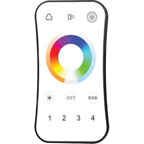 HeySmart RGB CCT LED Controller, RF Funkfernbedienung, 4 Zonen, 2.4 GHz, LED Stripe Dimmer 12V 24V, für RGB RGBW und CCT Stripes, Farbe und Helligkeit einstellbar, für Innen und Außen