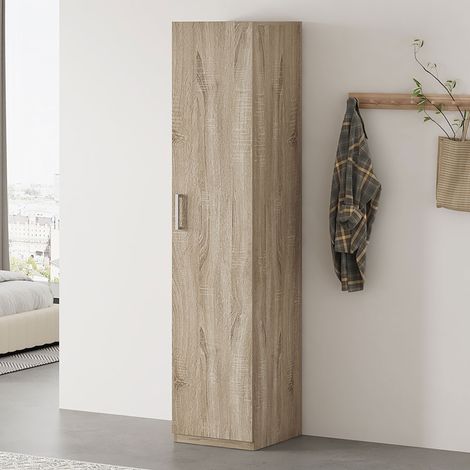 M&S – Armoire de rangement Mike 1 porte – Dimensions 180x40x42cm – Finition décor Sonoma – Panneaux de particules résistants