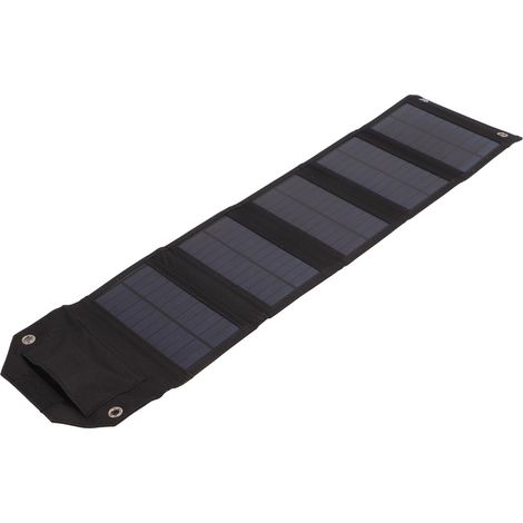 Chargeur solaire portable 10 W, 5 V, 2 A, pliable, étanche IP67, pour smartphones, tablettes et batteries externes (noir). (1/5)