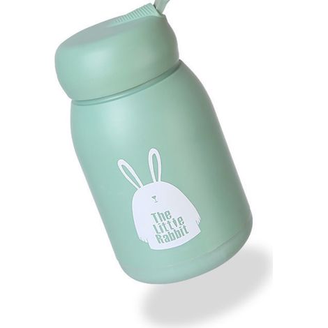 Mug isotherme double paroi 330 ml, fermeture hermétique, petit format, motif lapins mignons, idéal pour les voyages et les activités sportives en extérieur (vert). (1/4)