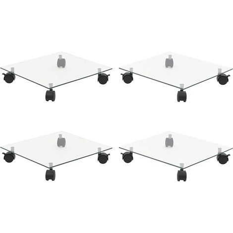 Supports roulants à plantes 4 pcs 35x35 cm Carré Verre trempé (1/5)