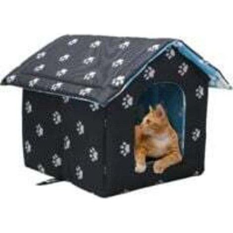 Niche Chat Extérieur Pliable Étanche 40x38x35 cm Maison Hiver pour Chats Sauvages et Errants (1/4)