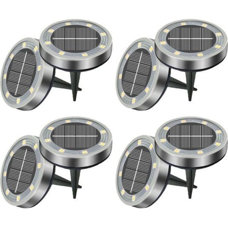 Set de 8/12/18 Bornes Solaires de Jardin - 8 LEDs Blanc Froid Étanches - Décoration pour Pelouse, Allée, Allée (1/5)