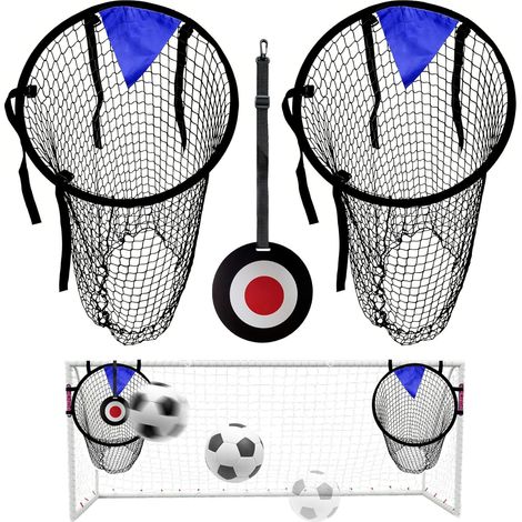 Ensemble de buts de football en 2 parties, filet pliable avec sangles de fixation réglables, comprenant un filet qui améliore la précision des tirs, convient aux enfants et aux adultes. (1/5)