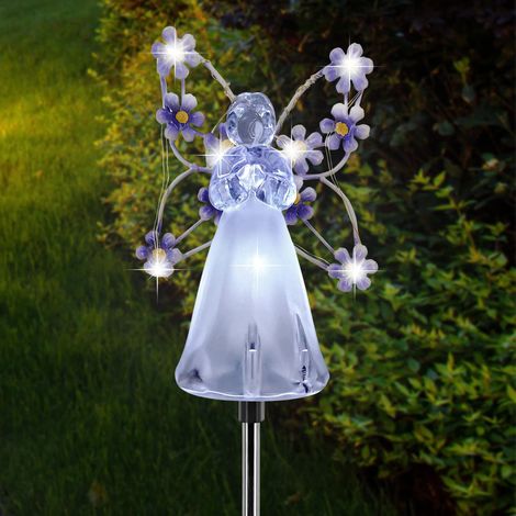 Lumières Solaires Angel Extérieures, Lot de 1 Lumière Solaires en Forme d'Ange pour Jardin, Lumières Paysagères LED Étanches en Forme d'Ange pour Jardin, Allée, Tombe, Décorations de Cimetière, Cadeau (1/5)