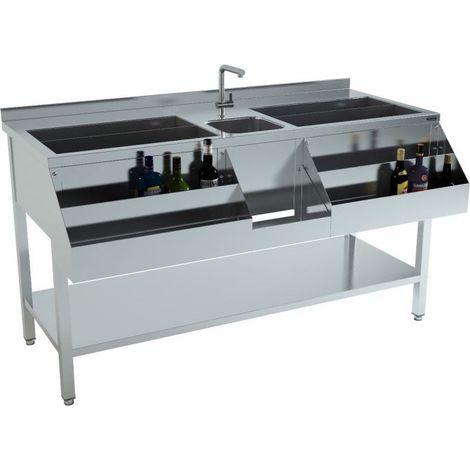 Bar à cocktails en inox avec évier central - 1600 mm - Combisteel - (1/3)