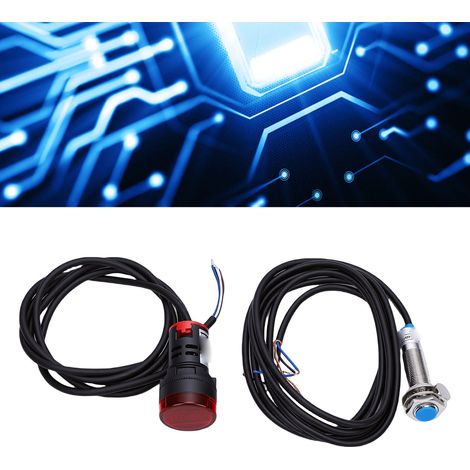 4. Tachymètre numérique à LED rouge (tr/min) + capteur magnétique de proximité à effet Hall anti-interférences (NPN 22 mm, montage universel, CC 8-24 V) (1/5)